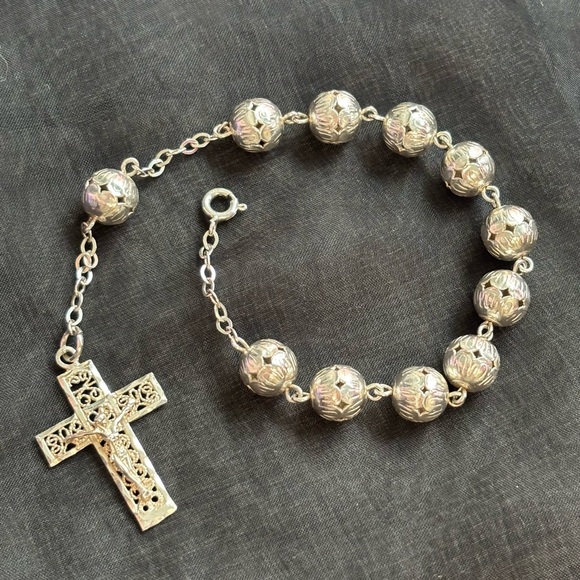Jewelry - Elegant Sterling Silver Rosary Bracelet